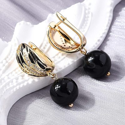 Round Brass Micro Pave Clear Cubic Zirconia Hoop Earrings EJEW-S261-05G-1