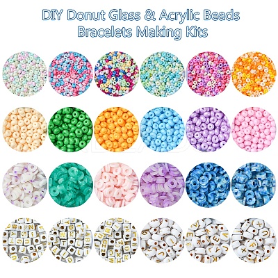 DIY Donut Glass & Acrylic Beads Bracelets Making Kits DIY-FS0007-68-1