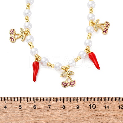 Brass Micro Pave Clear Cubic Zirconia Beaded Necklaces NJEW-Z059-06G-02-1