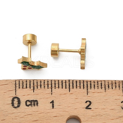 Christmas 304 Stainless Steel Stud Earrings EJEW-A144-01C-G-1