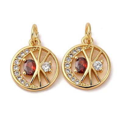 Brass Micro Pave Cubic Zirconia Pendants KK-P308-78G-1