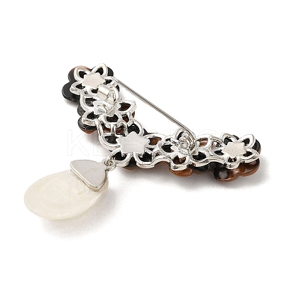 Peach Blossom Flower Natural White Shell Brooches for Women JEWB-E031-02P-1