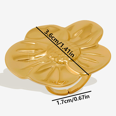 Flower 304 Stainless Steel Fashion Cuff Open Ring for Women NL0344-2-1