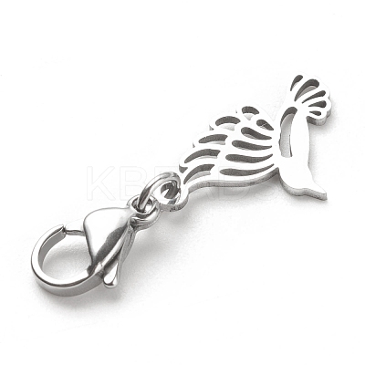 Non-Tarnish 201 Stainless Steel Bird Pendant Decorations HJEW-JM00652-03-1
