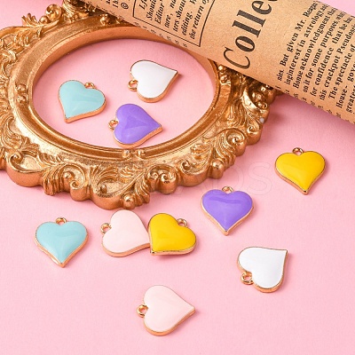 10Pcs 5 Colors Alloy Enamel Pendants ENAM-YW0002-07-1