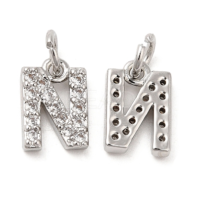 Brass Micro Pave Grade AAA Cubic Zirconia Charms ZIRC-P067-11P-N-NR-1