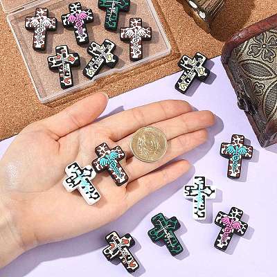 14Pcs 7 Styles Silicone Focal Beads SIL-CJ0002-91-1