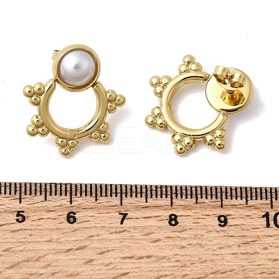 201 Stainless Steel ABS Plastic Pearl Stud Earrings EJEW-Z151-13G-07-1