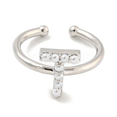 Rack Plating Brass Open Cuff Rings for Women RJEW-F162-01P-T-1