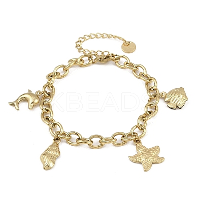 Ocean 304 Stainless Steel Charm Bracelets LS-BJEW-K291-05G-1