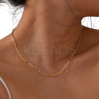 Stainless Steel Paperclip Chains Necklaces for Women LS-PW-WG32A9D-01-1
