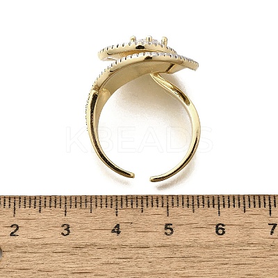 Brass Micro Pave Clear Cubic Zirconia Cuff Rings for Women RJEW-G347-05G-1