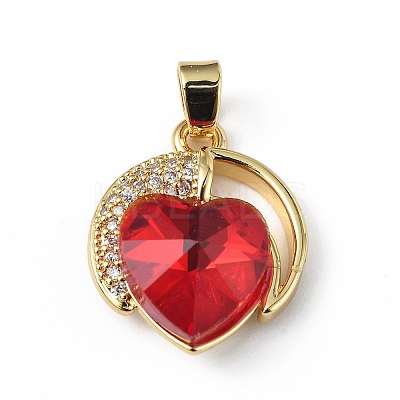 Real 18K Gold Plated Rack Plating Brass Micro Pave Clear Cubic Zirconia Pendants KK-C015-20G-08-1