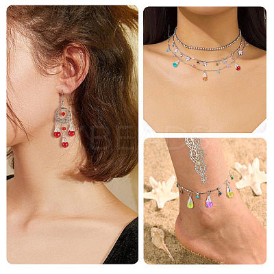 90Pcs 15 Styles Alloy Glass Pendants PALLOY-TA00166-1