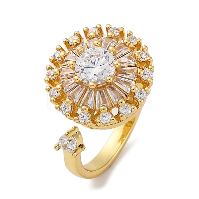 Sunflower Rotatable Open Cuff Rings for Women RJEW-C118-10G-1