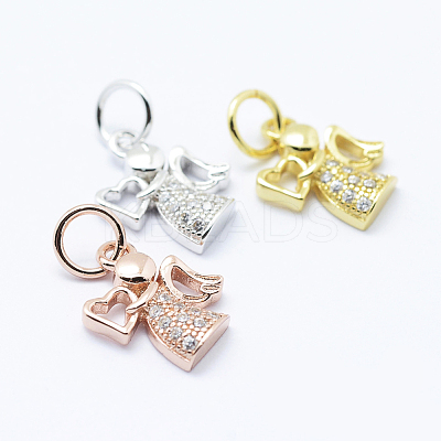Brass Micro Pave Cubic Zirconia Charms KK-P133-03-NR-1