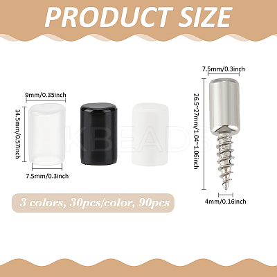 90Pcs 3 Colors Iron Furniture Shelf Support Pegs with Plastic Non-Slip Sleeve AJEW-BC0009-14-1