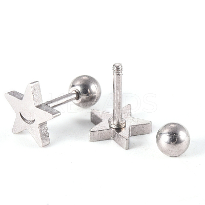 Tarnish Resistant 201 Stainless Steel Barbell Cartilage Earrings EJEW-R147-01-1