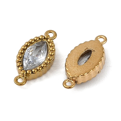 Ion Plating(IP) 304 Stainless Steel Cubic Zirconia Horse Eye Links Connector Charms STAS-K256-21G-05-1