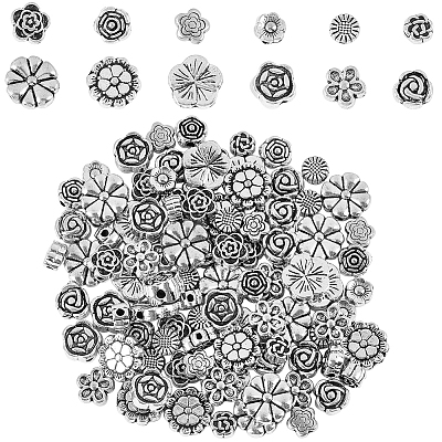 120Pcs 12 Styles Tibetan Style Alloy Beads TIBEB-SC0001-53-1