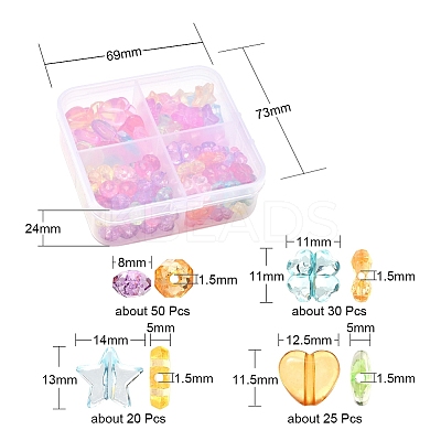 125Pcs 4 Style Transparent Acrylic Beads MACR-YW0001-60-1