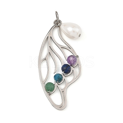 Natural Green Aventurine & Amethyst & Lapis Lazuli & Apatite Faceted Round Wire Wrapped Pendants PALLOY-JF05995-02-1