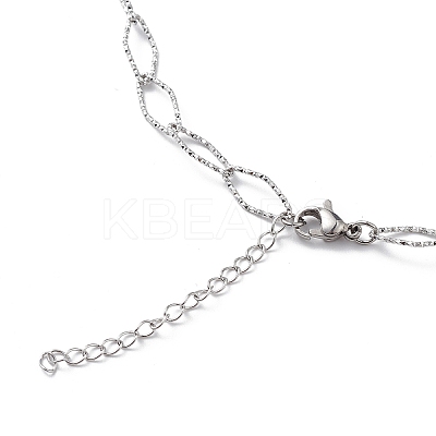 Non-Tarnish 304 Stainless Steel Rhombus Link Chain Necklace for Men Women STAS-B039-03P-1