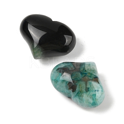 Natural Druzy Agate(Dyed & Heated) Heart Palm Stone G-Q021-01A-1