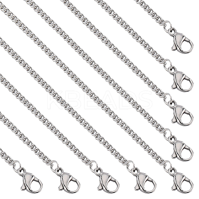 20Pcs Women's 304 Stainless Steel Curb Chain Necklaces Set STAS-SC0008-07-1