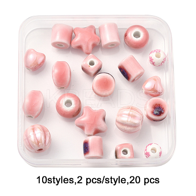 20Pcs 10 Styles Pearlized Handmade Porcelain Beads PORC-FP0001-08-1