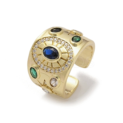 Brass Micro Pave Cubic Zirconia Adjustable Cuff Rings for Women RJEW-C129-10G-1