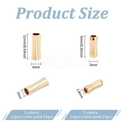 48Pcs 4 Style Brass Tube Beads KK-BC0012-92-1