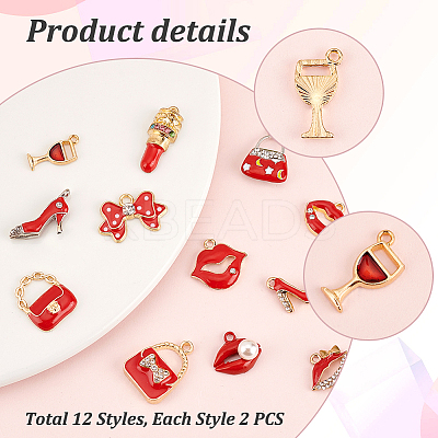 24Pcs 12 Styles Alloy Enamel Pendants FIND-PH0010-76-1