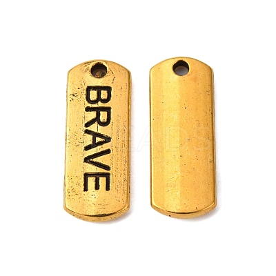 Tibetan Style Alloy Rectangle with Word Brave Pendants TIBEP-Q043-061AG-RS-1