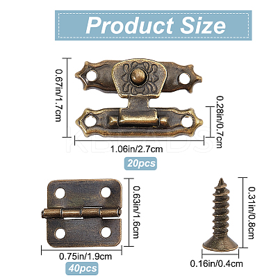 20 Sets Iron Lock Catch Clasps AJEW-GF0005-98-1