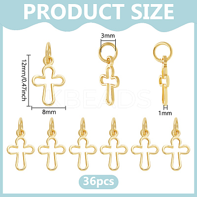 36PCS Brass Tiny Cross Charms KK-BC0014-41G-1