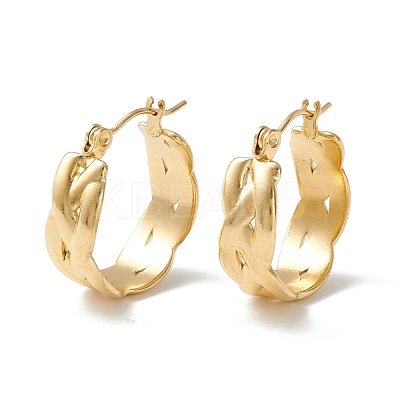 304 Stainless Steel Wide Chunky Hoop Earrings for Women Ion Plating(IP) EJEW-P197-04G-1