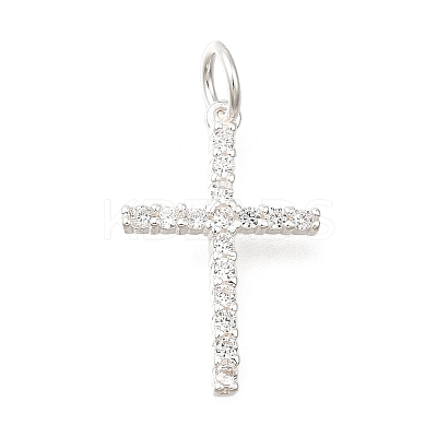 925 Sterling Silver Micro Pave Clear Cubic Zirconia Pendants STER-F059-04S-1