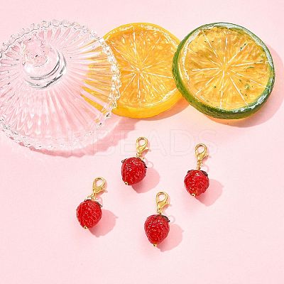 4Pcs Handmade Lampwork Strawberry Pendant Decorations HJEW-FS00041-04-1
