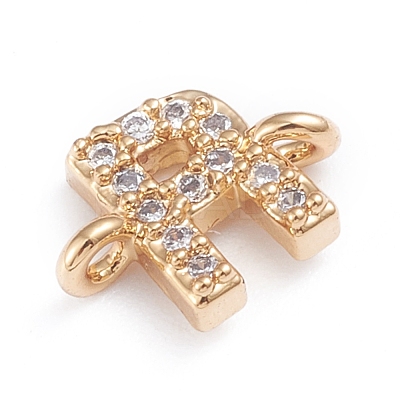 Brass Micro Pave Cubic Zirconia Letter Links ZIRC-I042-16G-R-1