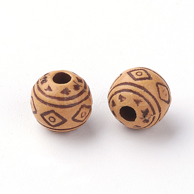 Imitation Wood Acrylic Beads LS-X-SACR-Q186-09-1