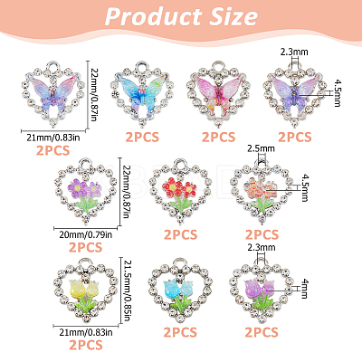 20Pcs 10 Styles Alloy Glass Pendants DIY-HS0002-04-1