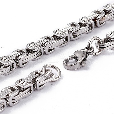 Non-Tarnish 201 Stainless Steel Byzantine Chain Necklaces LS-NJEW-I248-03A-P-1