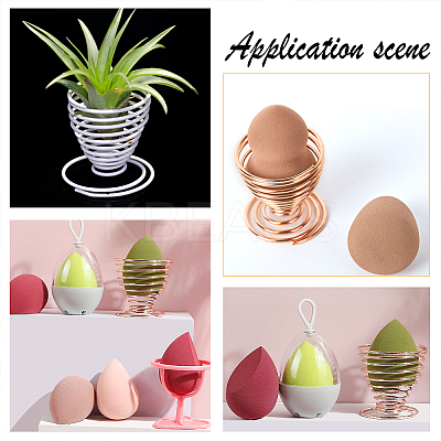 6 Pcs 3 Colors 2 Sizes Stainless Steel Sponge Makeup Blender Holder MRMJ-CA0001-03-1