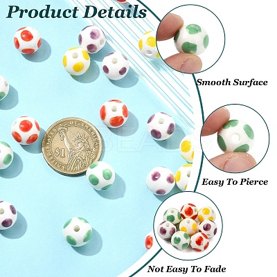 20Pcs 4 Colors Handmade Porcelain Beads PORC-YW0001-22-1