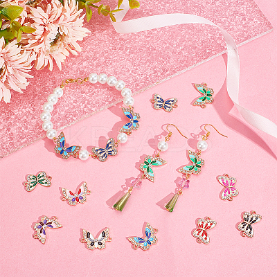 60Pcs 10 Styles Alloy Enamel Connector Charms ENAM-HY0001-25-1
