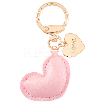 1Pc Imitation Leather Heart Keychain KEYC-CL0001-14F-1