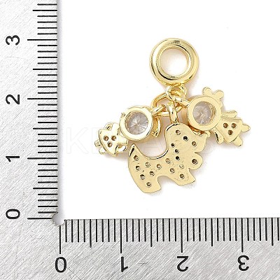Brass Micro Pave Clear Cubic Zirconia European Dangle Charms KK-K368-30G-1
