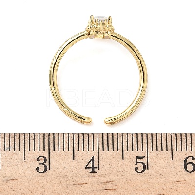 Rectangle Brass Micro Pave Cubic Zirconia Cuff Rings RJEW-Z111-04G-1