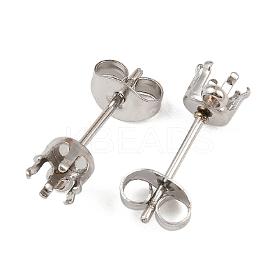 304 Stainless Steel Flat Round Stud Earring Findings STAS-D389-04C-P-1